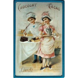 Plaque métal publicitaire 20x30cm bombée en relief  : Chocolat LINDT