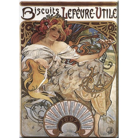 Plaque métal publicitaire 15x20cm plate : Biscuiterie Lefèvre Utile.