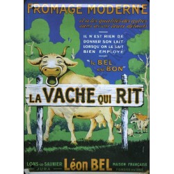 Plaque métal  publicitaire 15x21cm bombée : Vache qui Rit, Léon Bel.