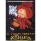 Plaque métal publicitaire 15x21cm bombée : Chocolat Kohler Chaperon Rouge.