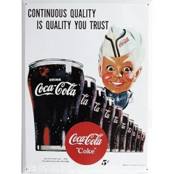 Plaque métal publicitaire 30x40cm plate  :  Coca Cola garçon de café.