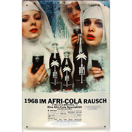 Plaque métal publicitaire 20x30cm  bombée en relief : 1968 IM AFRI-COLA