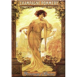 Plaque métal publicitaire 15x21cm bombée : Champagne Pommery