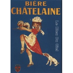 Plaque métal publicitaire 15x20cm plate : Bière Chatelaine