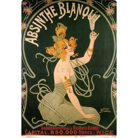Plaque métal publicitaire 15x20cm plate : Absinthe Blanqui.