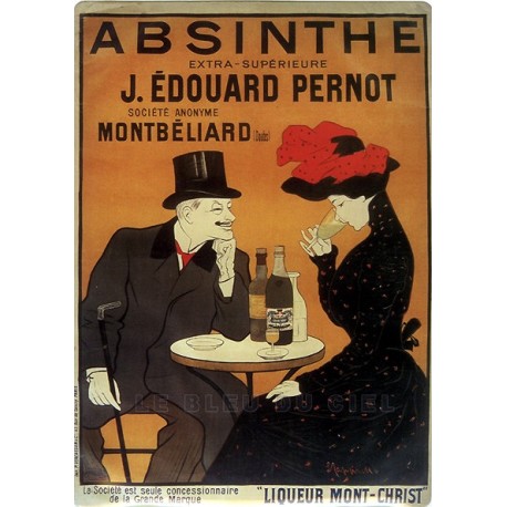 Plaque métal publicitaire 15x20cm plate : Absinthe J.Édouard Pernot