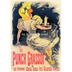 Plaque métal publicitaire 15x21cm bombée : Punch Grassot.