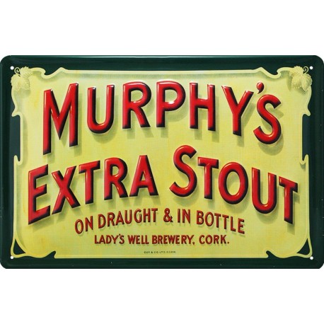Plaque métal publicitaire 20x30cm bombée en relief  : Murphy's Extra Stout.