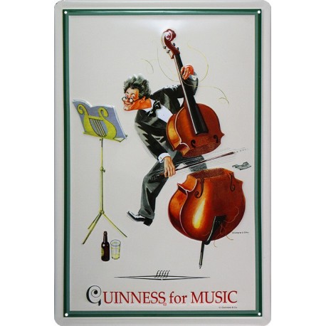 Plaque métal publicitaire 20x30cm bombée en relief  : Guinness for music.