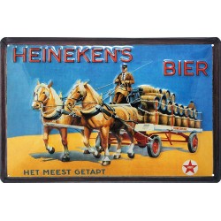 Plaque métal publicitaire 20x30cm bombée en relief :  Heinekens's bier.