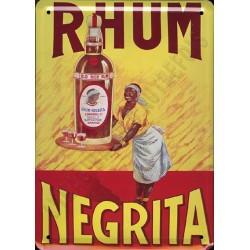Plaque métal publicitaire 30x40cm bombée : Vieux Rhum Négrita