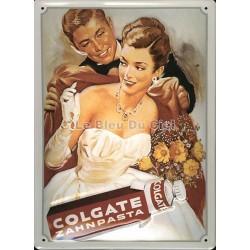 Plaque métal publicitaire 20x30 cm bombée en relief :  Dentifrice Colgate.