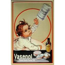 Plaque métal publicitaire 20x30cm bombée en relief : Poudre Vasenol.