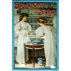 Plaque métal publicitaire 20x30cm bombée en relief :  Sunlight-Soap