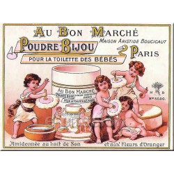 Plaque métal publicitaire 15x20cm plate : Poudre Bijou, Au Bon Marché