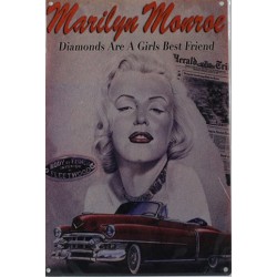 Plaque métal publicitaire 20x30 cm plate : Marilyn Monroe.