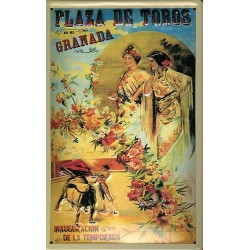 Plaque métal publicitaire 20x30 cm bombée en relief : Plaza de Toros de Granada.