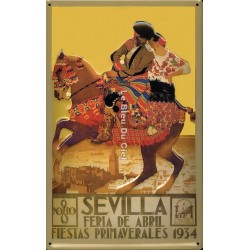 Plaque métal publicitaire 20x30cm bombée en relief : Séville 1934
