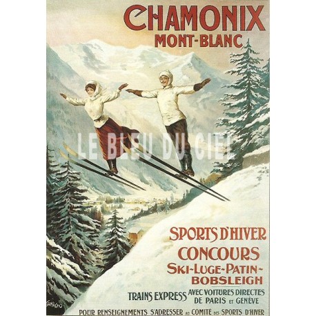 Plaque métal publicitaire 30x40cm  bombée :  Chamonix Mont-Blanc