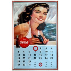 Calendrier métal  publicitaire 20x30cm bombé en relief : Lady Coca Cola.