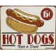 Plaque métal publicitaire 30x40cm plate : HOT DOGS
