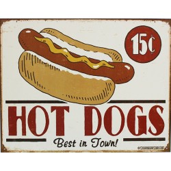 Plaque métal publicitaire 30x40cm plate : HOT DOGS