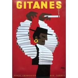 Plaque métal publicitaire 15x21cm bombée  : Cigarettes Gitanes.