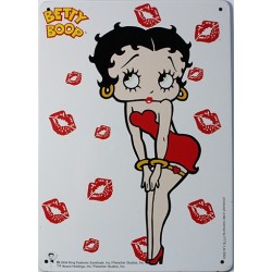 Plaque métal publicitaire 15x21cm, plate : Betty Boop kiss.