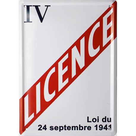 Plaque métal publicitaire 15x21cm bombée : Licence IV