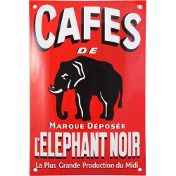 Plaque émaillée  : CAFÉ DE L'ÉLÉPHANT NOIR