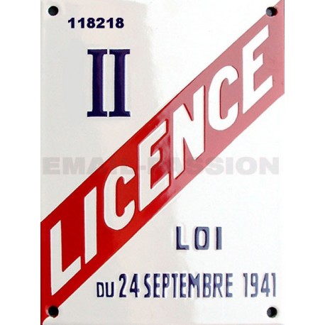 Plaque émaillée professionnelle Licence II 15x20cm (hotel, restauration, bar)  ou date de naissance, cadeaux entre amis.