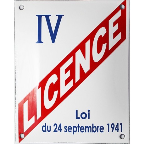 Plaque  LICENCE IV Bombée 15x20cm (décoration, sans repiquage de numéro)