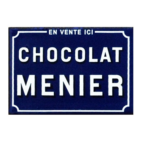 Magnet émaillé CHOCOLAT MENIER, style plaque de rue plat Dim : 7x5 cm