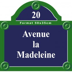 Plaque rue émaillée Paris 50 x 35 cm avec fronton.