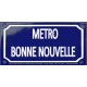 Plaque de rue émaillée 12x24cm : Station métro BONNE NOUVELLE.