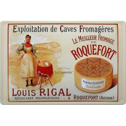 Plaque métal  publicitaire 20x30cm bombée en relief : ROQUEFORT Louis Rigal
