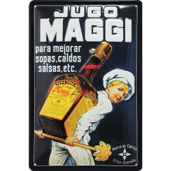 Plaque métal publicitaire 20x30cm bombée en relief :  Jugo MAGGI