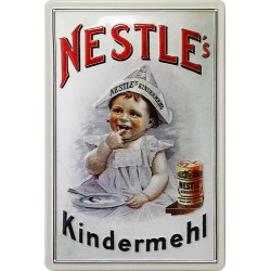 Plaque métal publicitaire 20x30cm bombée en relief : Nestlé