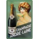 plaque publicitaire bombée en relief champagne Andre Laine