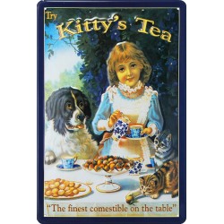 Plaque métal publicitaire 20x30cm  bombée en relief  : Kitty's tea